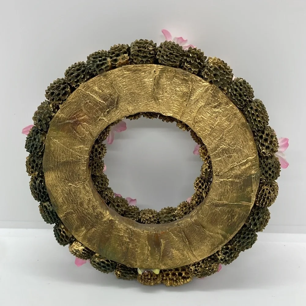 Gold Wreath Made Out of Thistle Burrs - 5.5 Inches